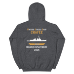USS Chafee (DDG-90) 2005 MAIDEN DEPLOYMENT Unisex Hoodie – back view, heather