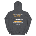 USS Carney (DDG-64) 1997-98 MAIDEN DEPLOYMENT Unisex Hoodie – back view, heather