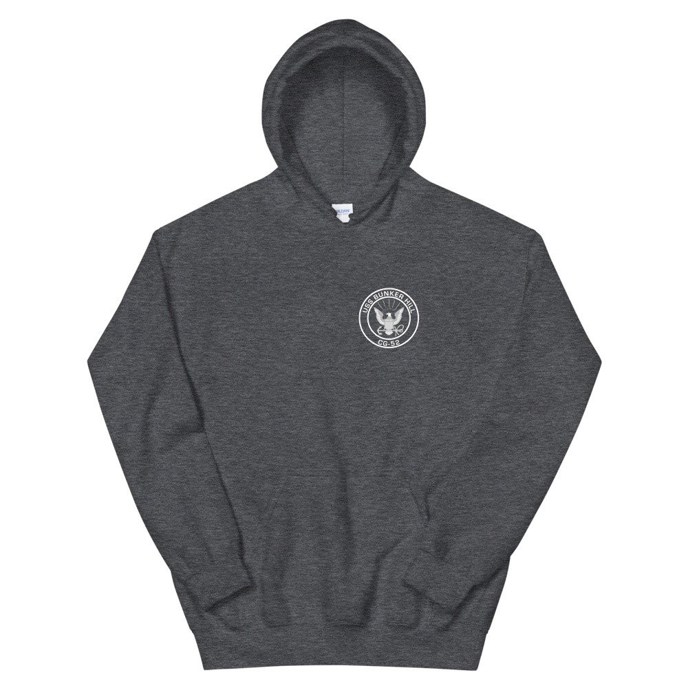 USS Bunker Hill (CG-52) 2006-07 WESTPAC Unisex Hoodie – front view, heather