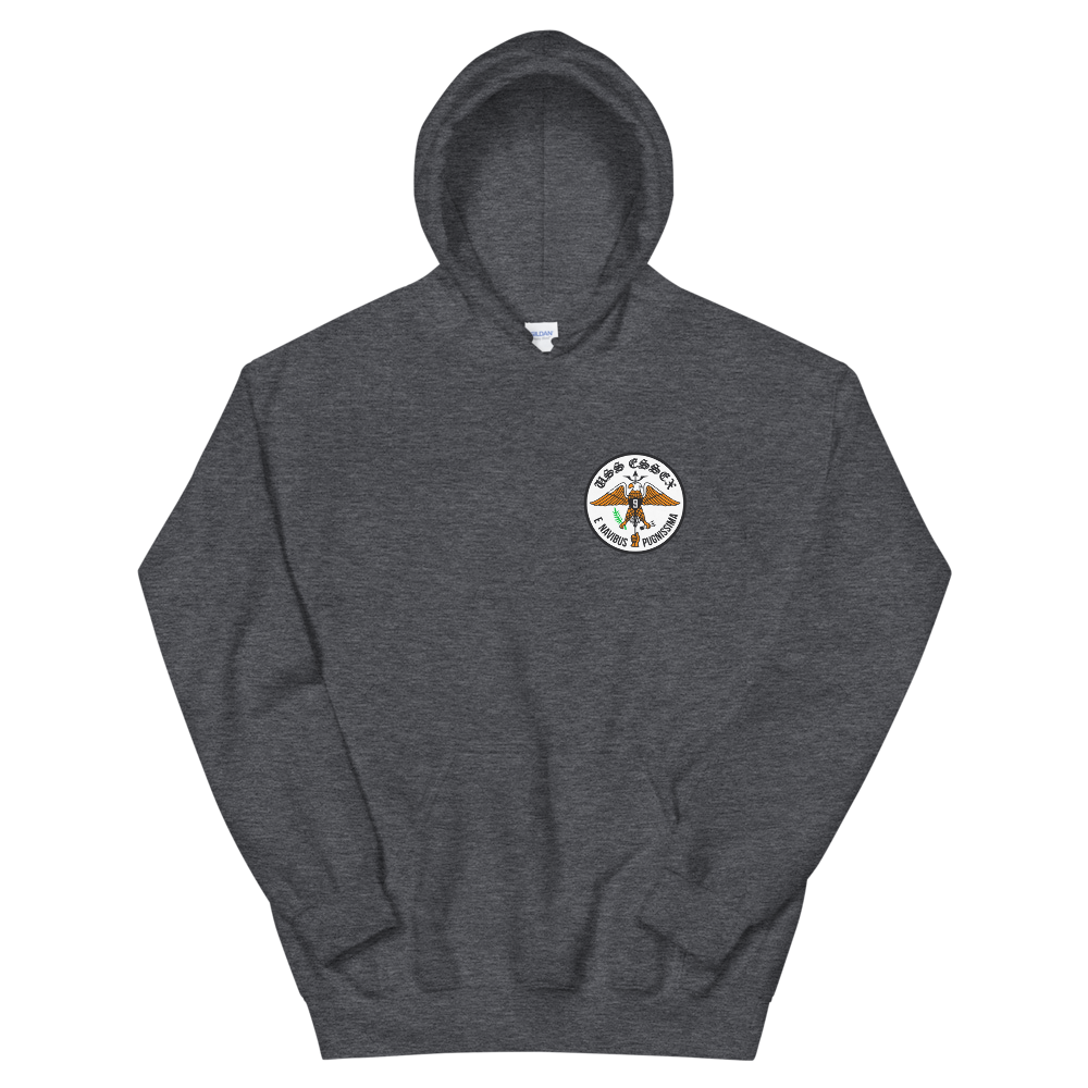 USS Essex (CVS-9) Ship's Crest Hoodie – front view, heather