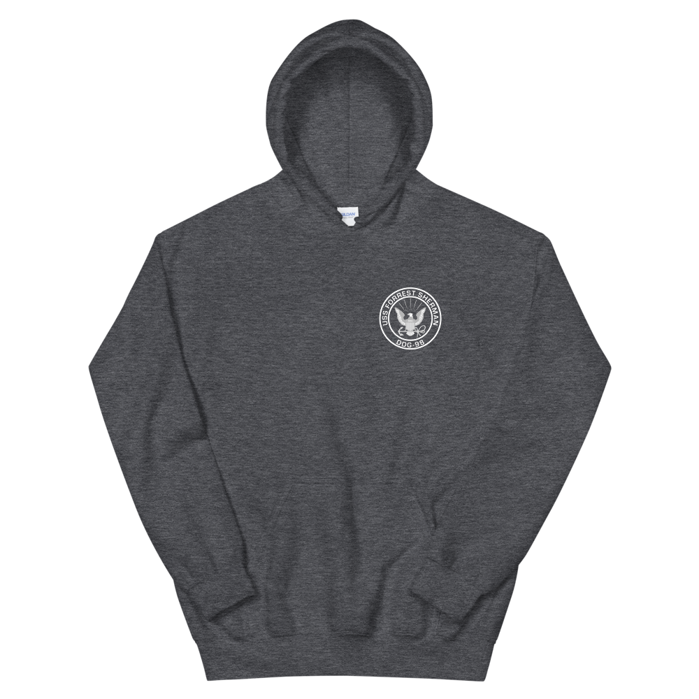 USS Forrest Sherman (DDG-98) 2007 MAIDEN DEPLOYMENT Unisex Hoodie – front view, heather