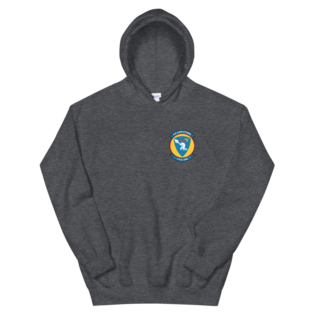 VFA-106 Gladiators Squadron Crest Unisex Hoodie – front view, heather