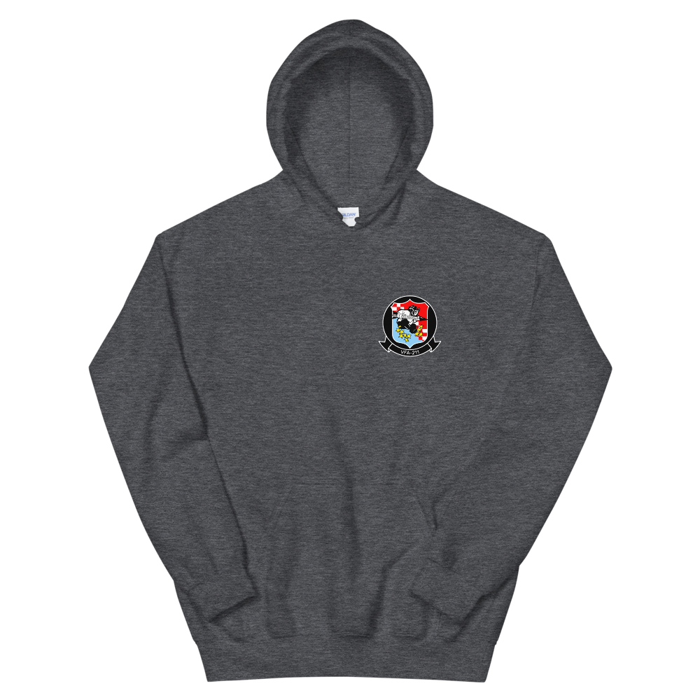 VFA-211 Checkmates Squadron Crest Unisex Hoodie – front view, heather