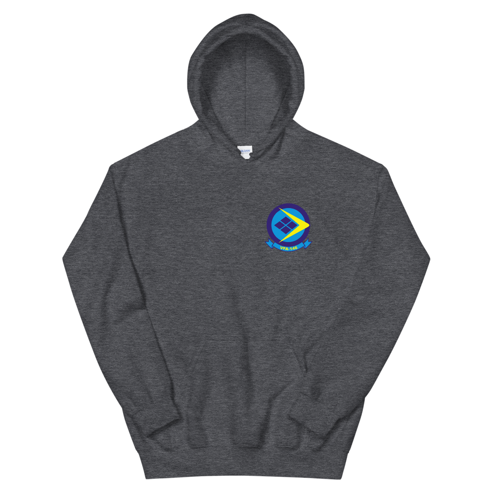 VFA-146 Blue Diamonds Squadron Crest Unisex Hoodie – front view, heather