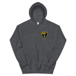 VFA-27 Royal Maces Squadron Crest Unisex Hoodie – front view, heather