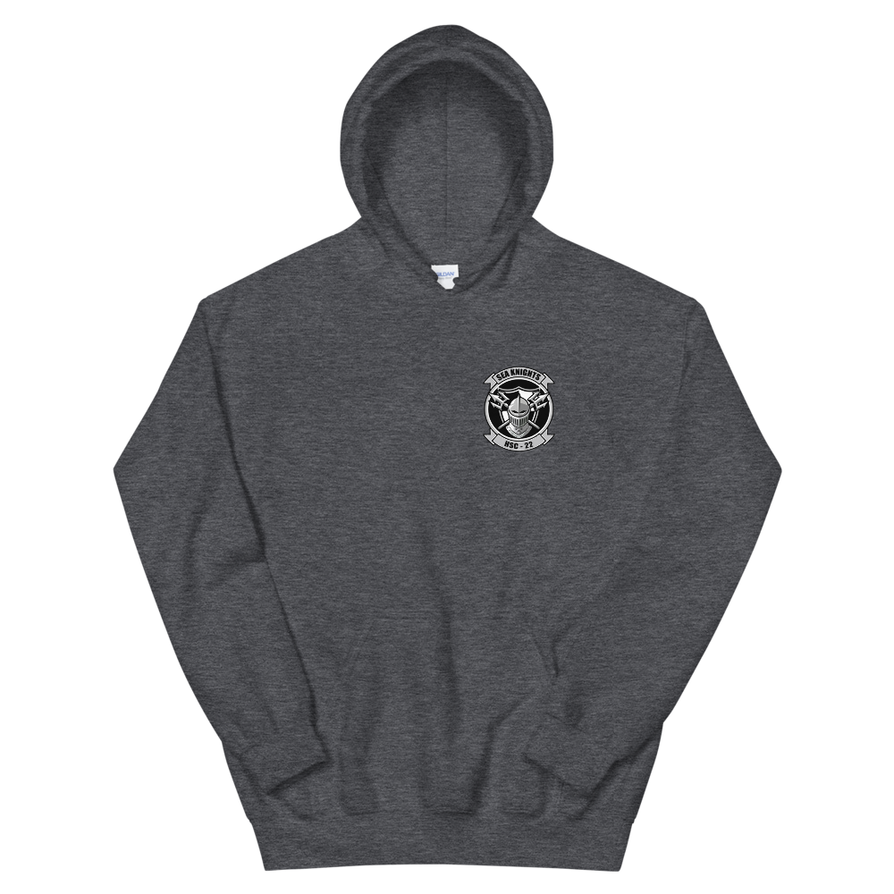 HSC-22 Sea Knights Squadron Crest Unisex Hoodie – front view, heather
