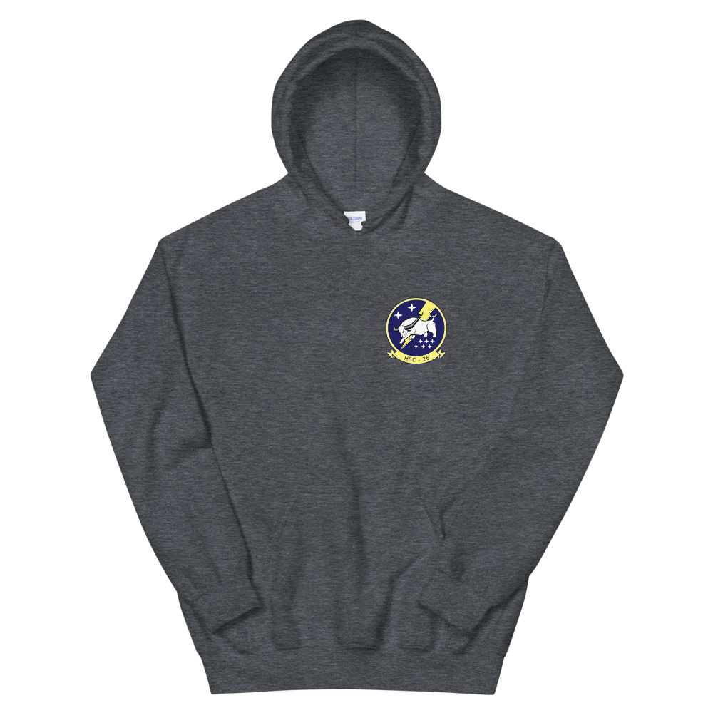 HSC-26 Chargers Squadron Crest Unisex Hoodie – front view, heather