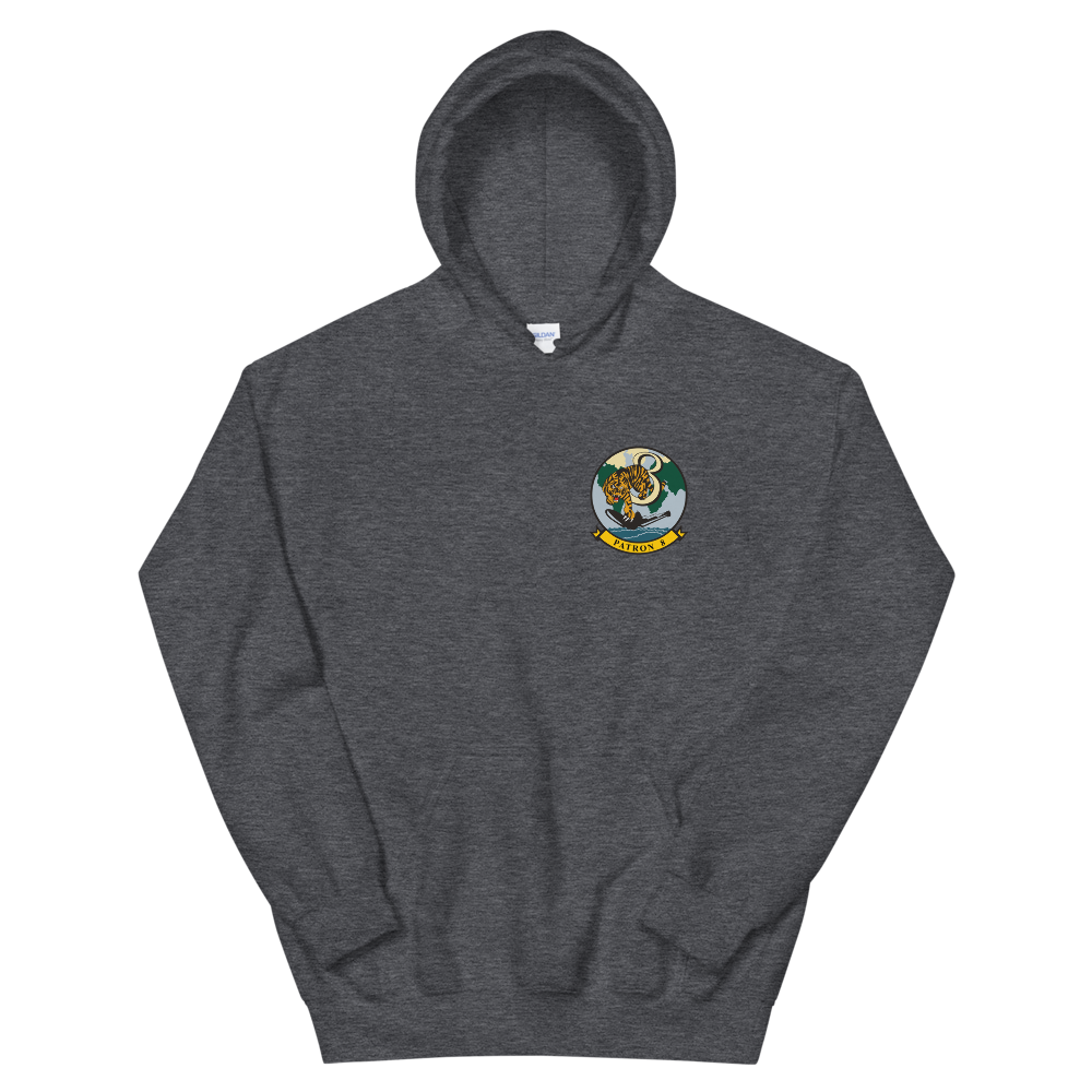 VP-8 Fighting Tigers Squadron Crest Hoodie – front view, heather