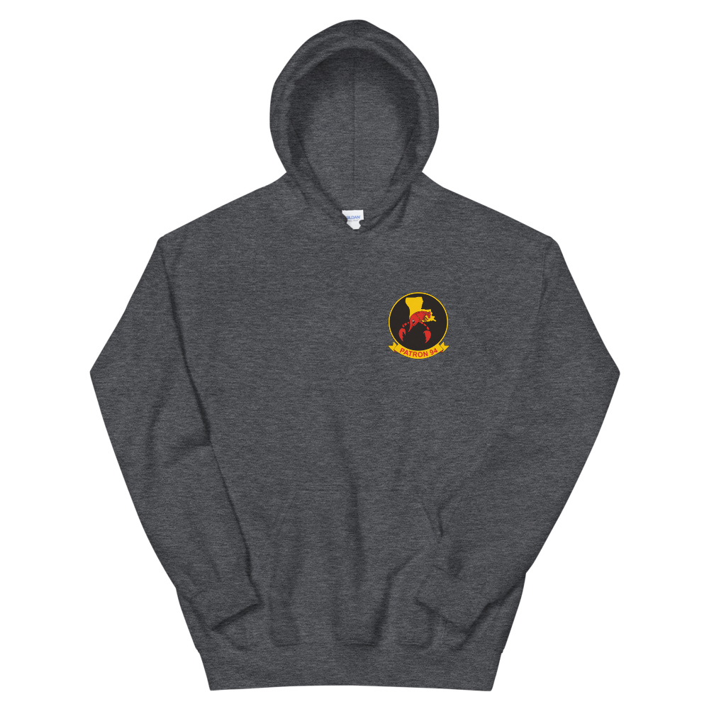 VP-94 Crawfisher's Squadron Crest Hoodie – front view, heather