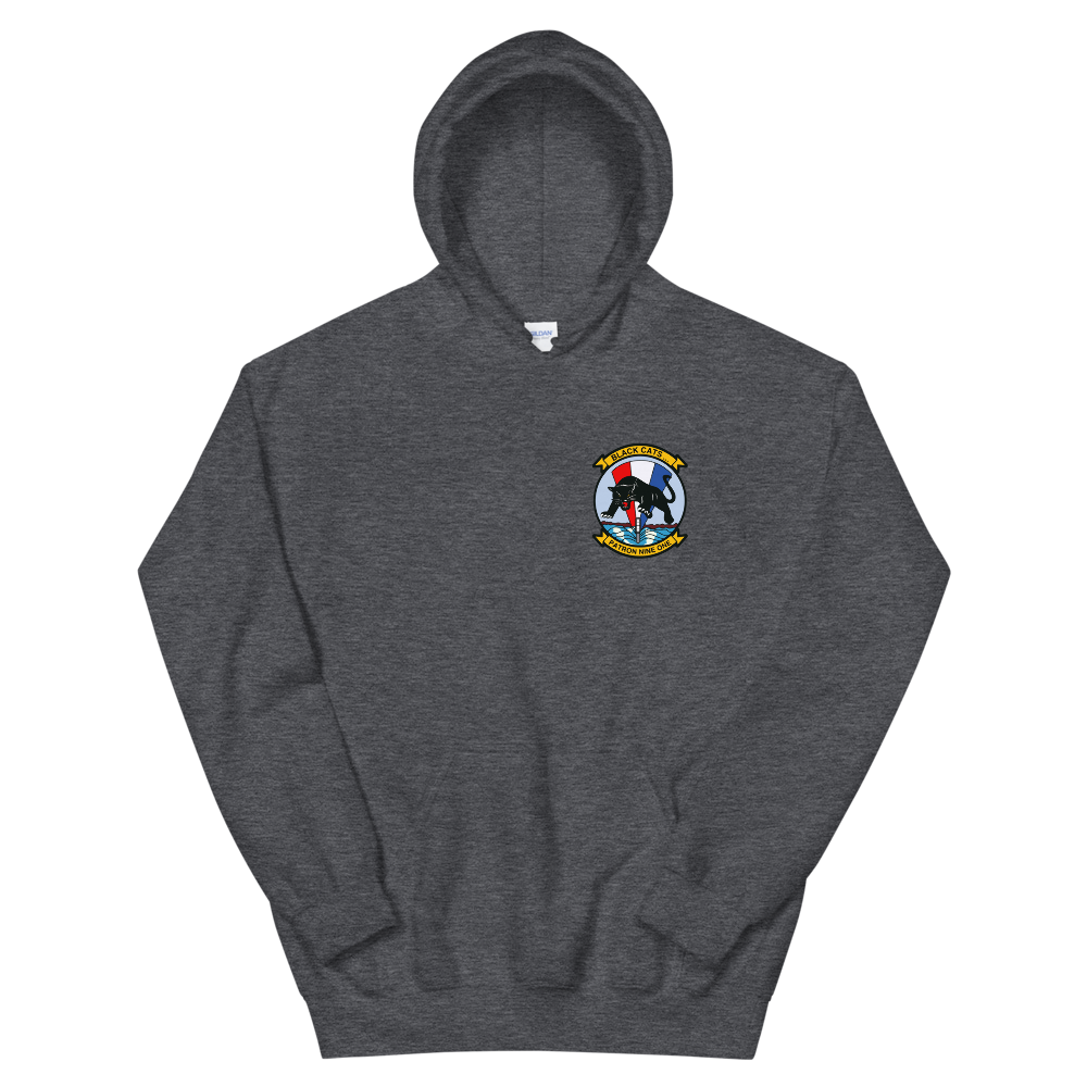 VP-91 Blackcats Squadron Crest Hoodie – front view, heather