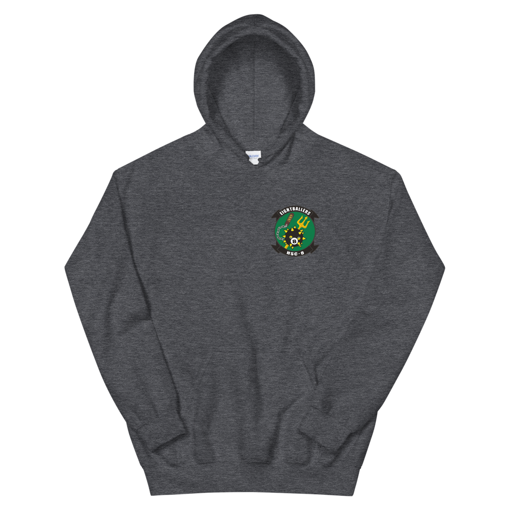 HSC-8 Eightballers Squadron Crest Hoodie – front view, heather