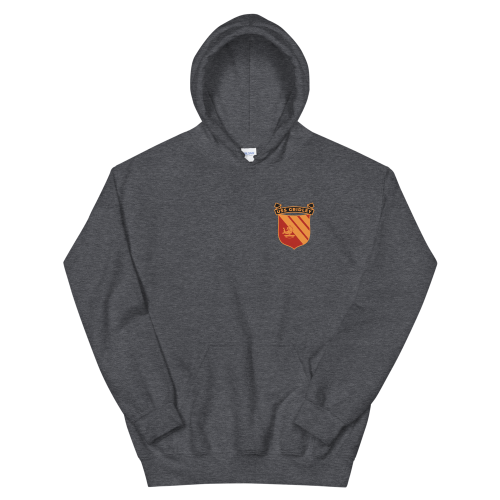 USS Gridley (CG-21) Ship's Crest Hoodie – front view, heather