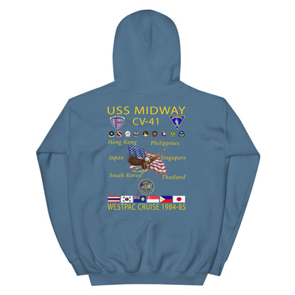 USS Midway (CV-41) 1984-85 Cruise Hoodie – indigo