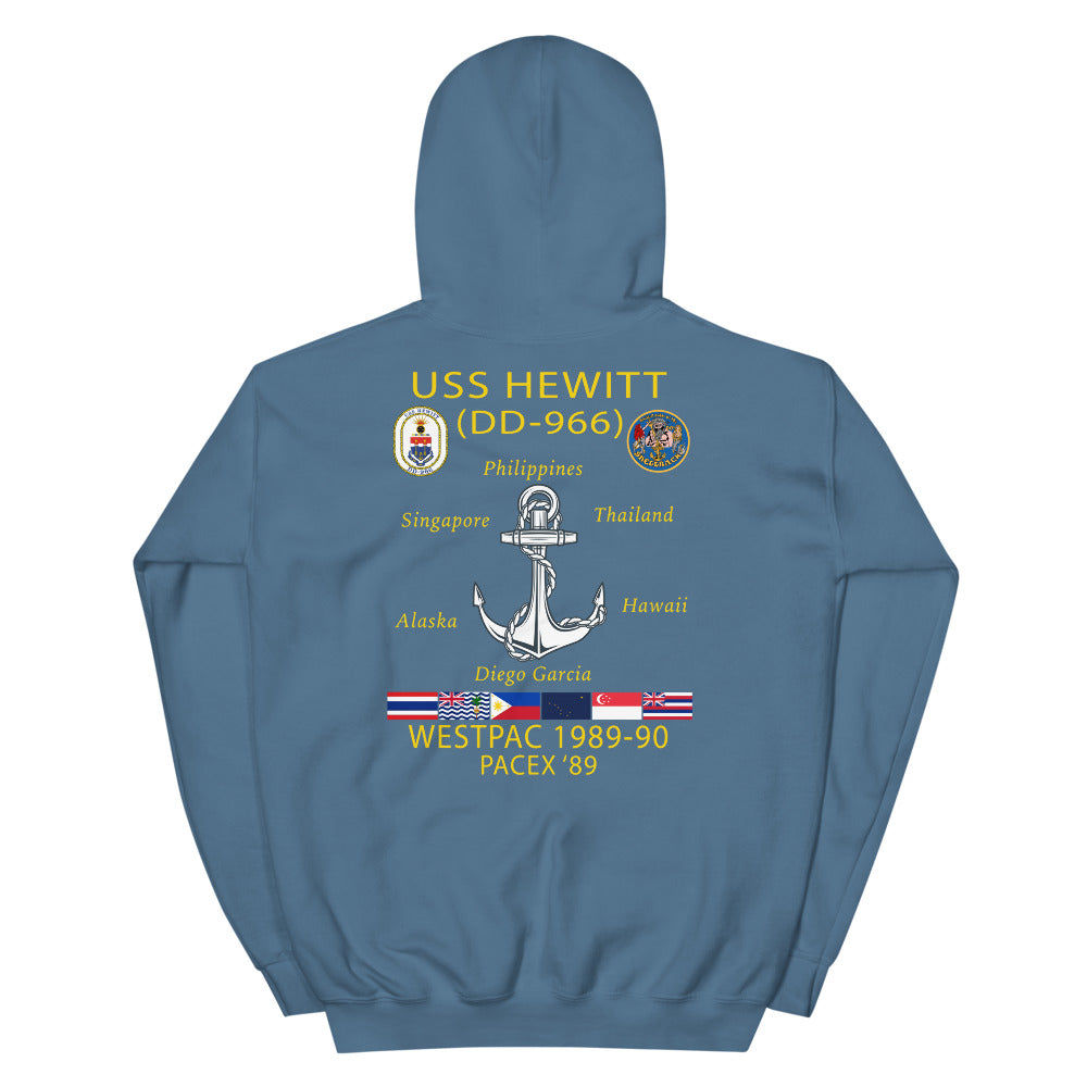 USS Hewitt (DD-966) 1989-90 Cruise Hoodie – indigo
