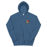 VFA-211 Checkmates Squadron Crest Unisex Hoodie – front view, indigo