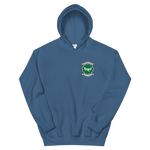 VFA-195 Dambusters Squadron Crest Unisex Hoodie – front view, indigo