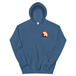 HSC-2 Fleet Angels Squadron Crest Unisex Hoodie – front view, indigo