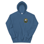 HSC-21 Blackjacks Squadron Crest Unisex Hoodie – front view, indigo