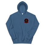 HSC-9 Tridents Squadron Crest Unisex Hoodie – front view, indigo