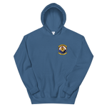HSM-37 Easy Riders Squadron Crest Unisex Hoodie – front view, indigo
