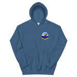 HM-14 The Vanguard Squadron Crest Unisex Hoodie – front view, indigo