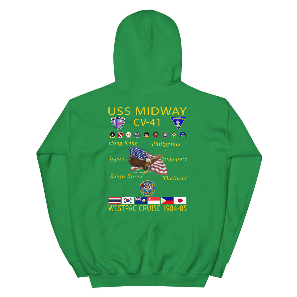 USS Midway (CV-41) 1984-85 Cruise Hoodie – irish green