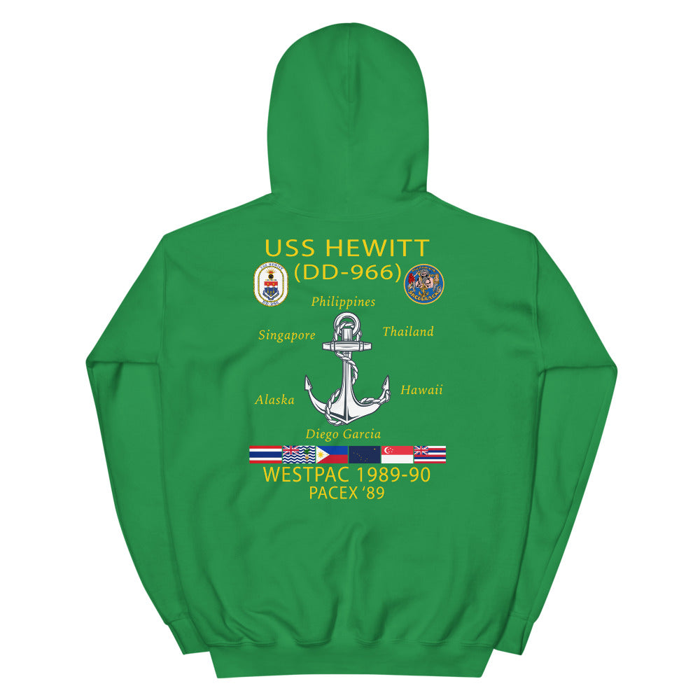 USS Hewitt (DD-966) 1989-90 Cruise Hoodie – irish green