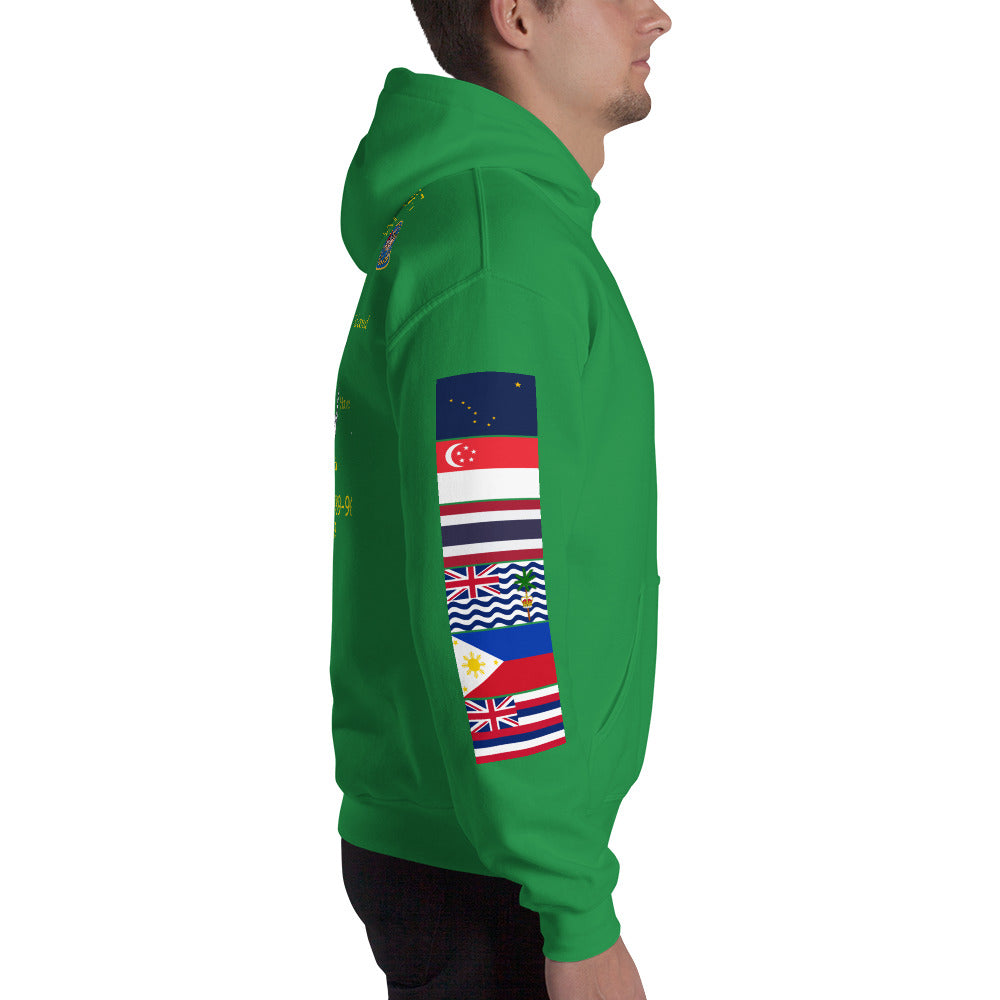 USS Hewitt (DD-966) 1989-90 Cruise Hoodie - FLAGS ON SLEEVE – irish green