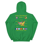 USS Detroit (AOE-4) 1983 Med Cruise Hoodie – back view, irish green