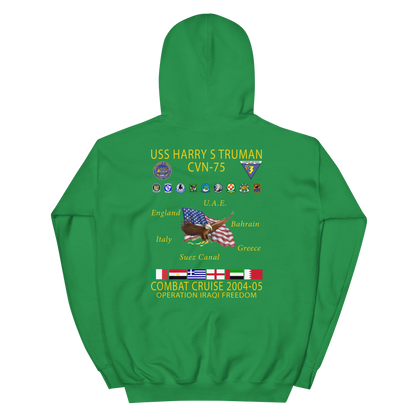 USS Harry S. Truman (CVN-75) 2004-05 Cruise Hoodie – back view, irish green