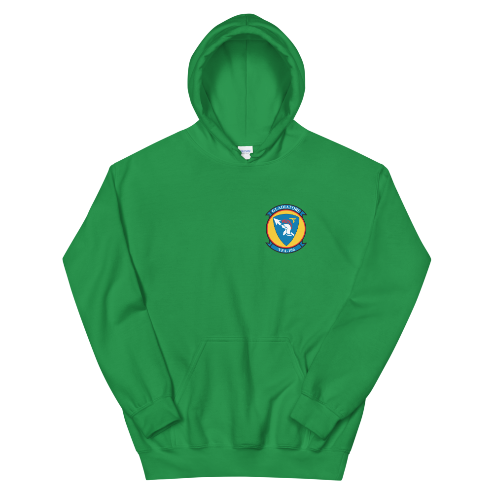 VFA-106 Gladiators Squadron Crest Unisex Hoodie – front view, irish green
