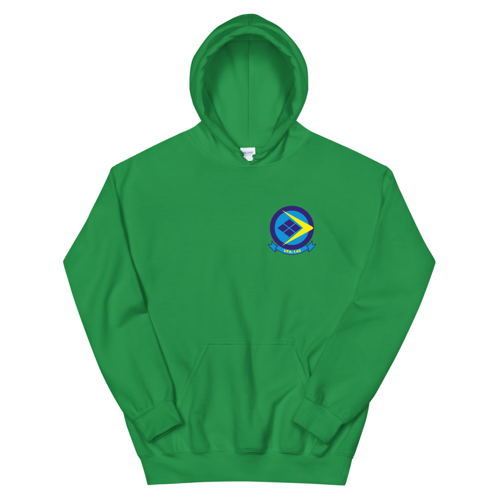 VFA-146 Blue Diamonds Squadron Crest Unisex Hoodie – front view, irish green