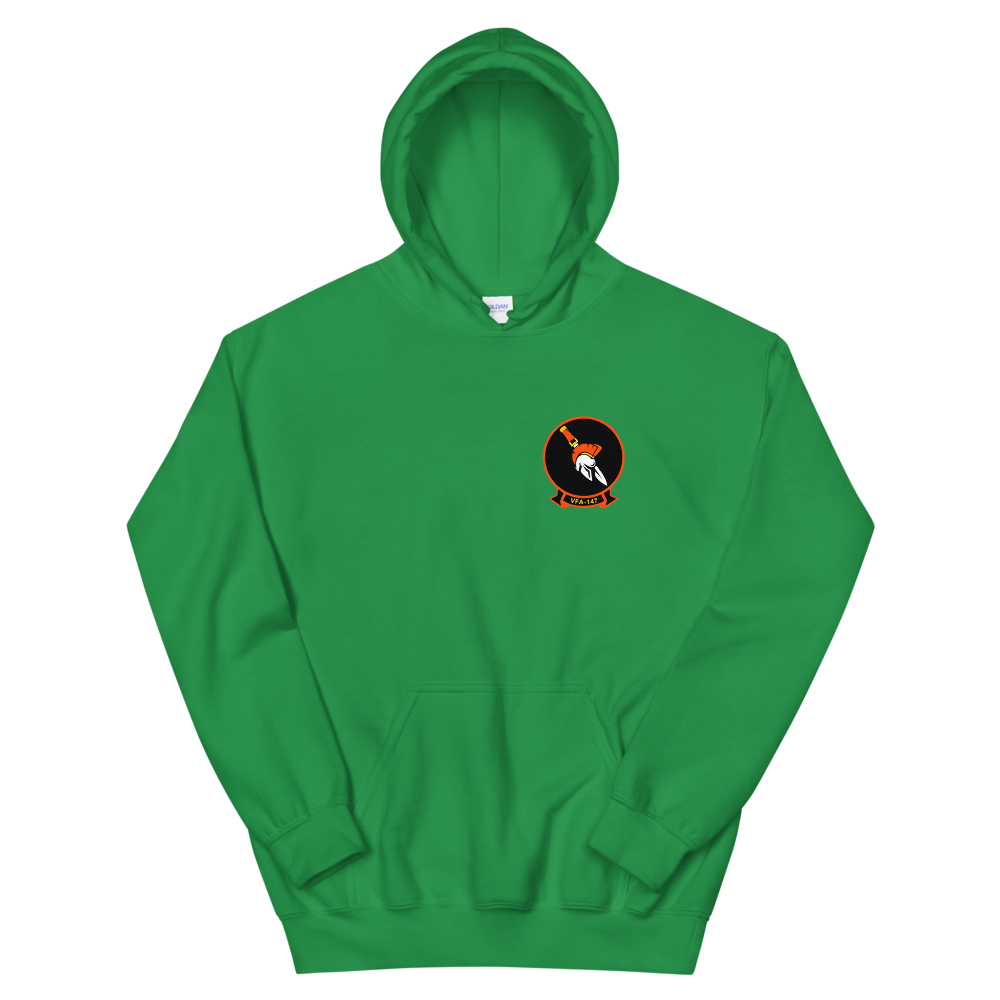 VFA-147 Argonauts Squadron Crest Unisex Hoodie – front view, irish green