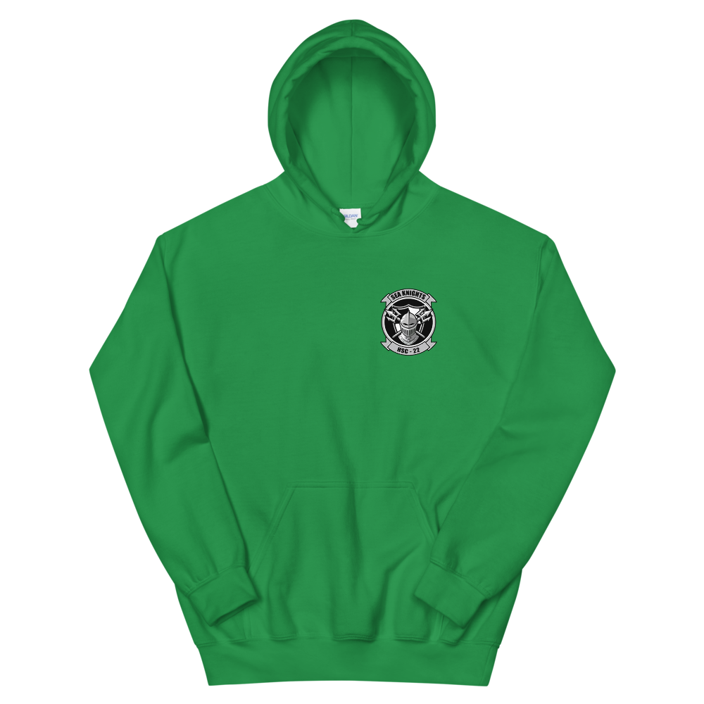 HSC-22 Sea Knights Squadron Crest Unisex Hoodie – front view, irish green