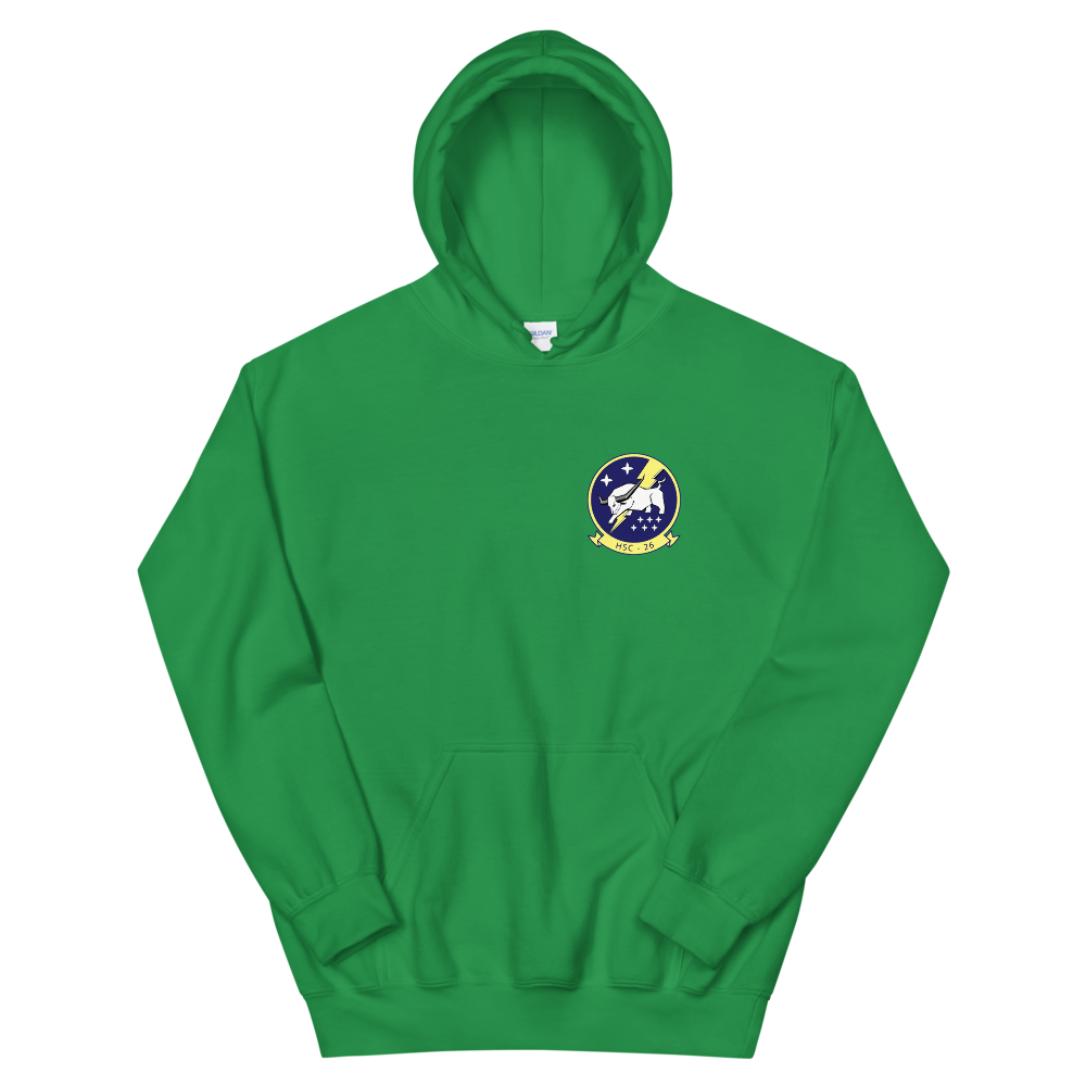 HSC-26 Chargers Squadron Crest Unisex Hoodie – front view, irish green