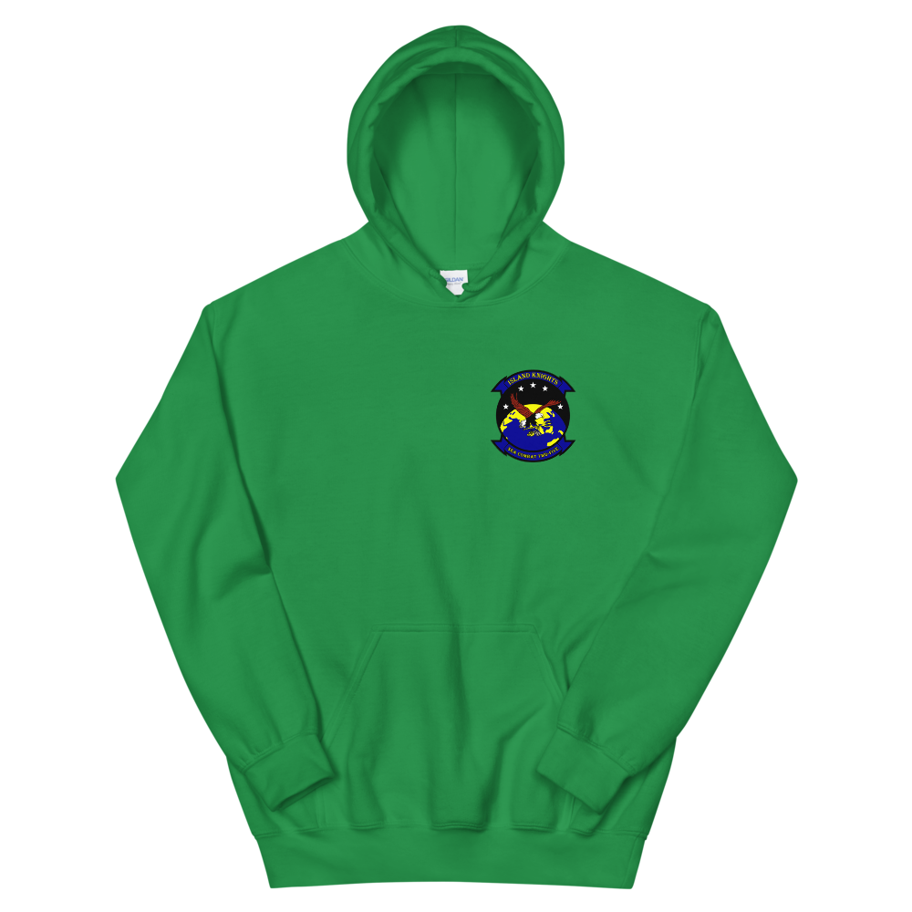 HSC-25 Island Knights Squadron Crest Unisex Hoodie – front view, irish green