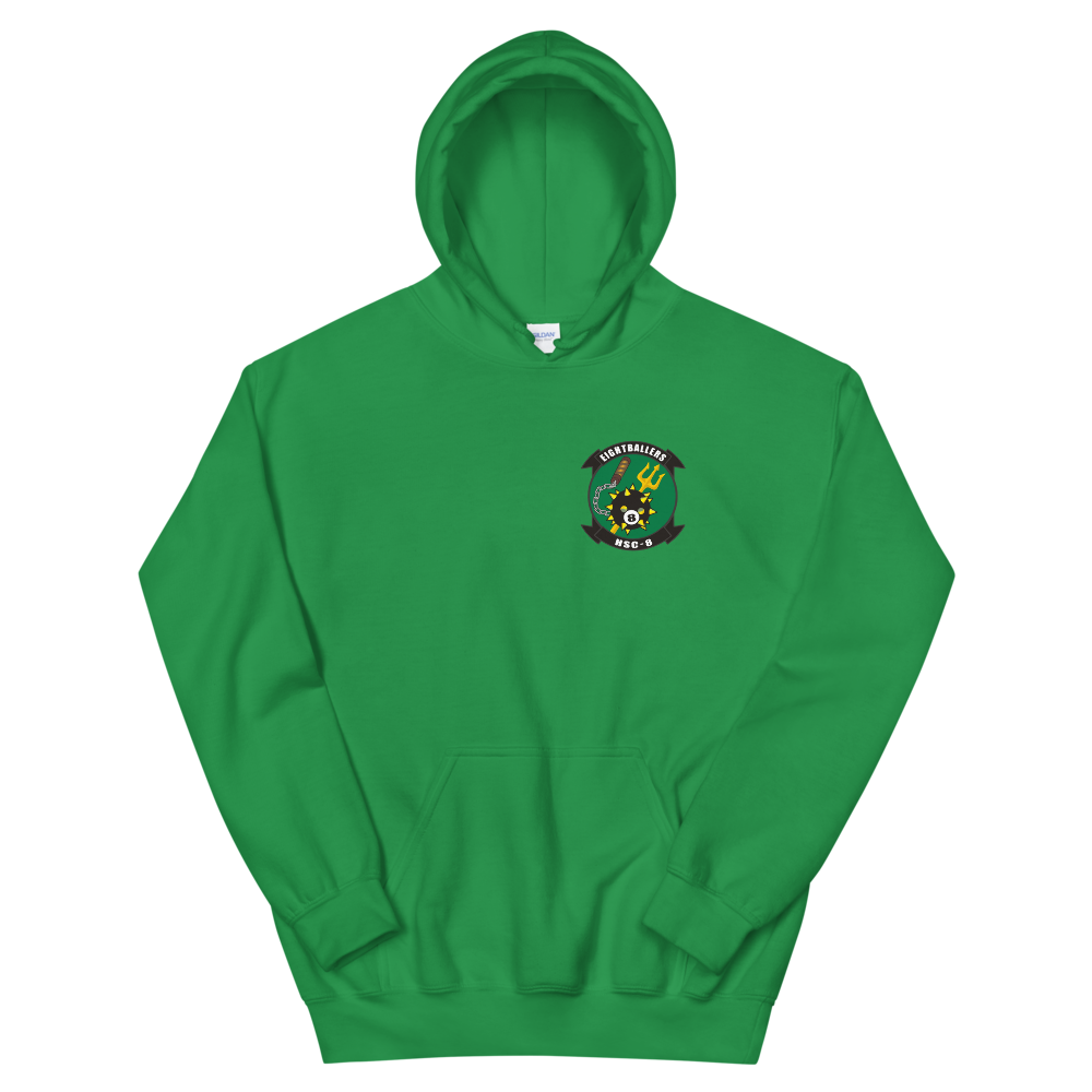 HSC-8 Eightballers Squadron Crest Hoodie – front view, irish green