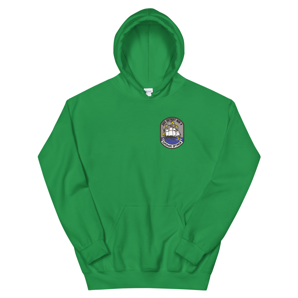 USS Detroit (AOE-4) 1983 Med Cruise Hoodie – front view, irish green