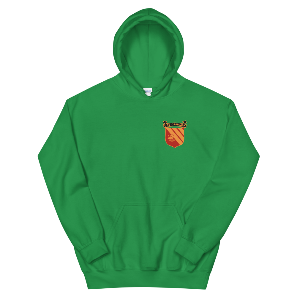 USS Gridley (CG-21) Ship's Crest Hoodie – front view, irish green