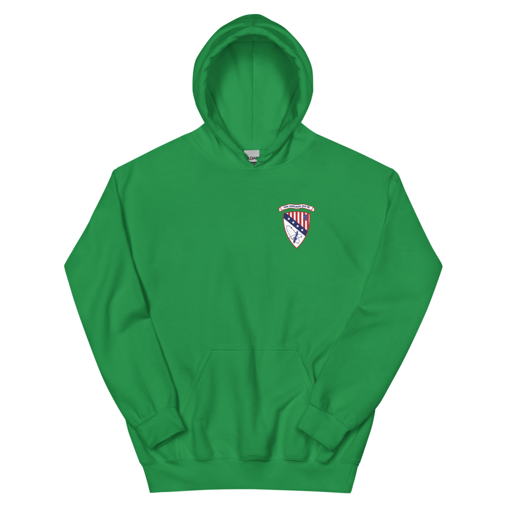 USS Chicago (CG-11) Ship's Crest Hoodie – front view, irish green