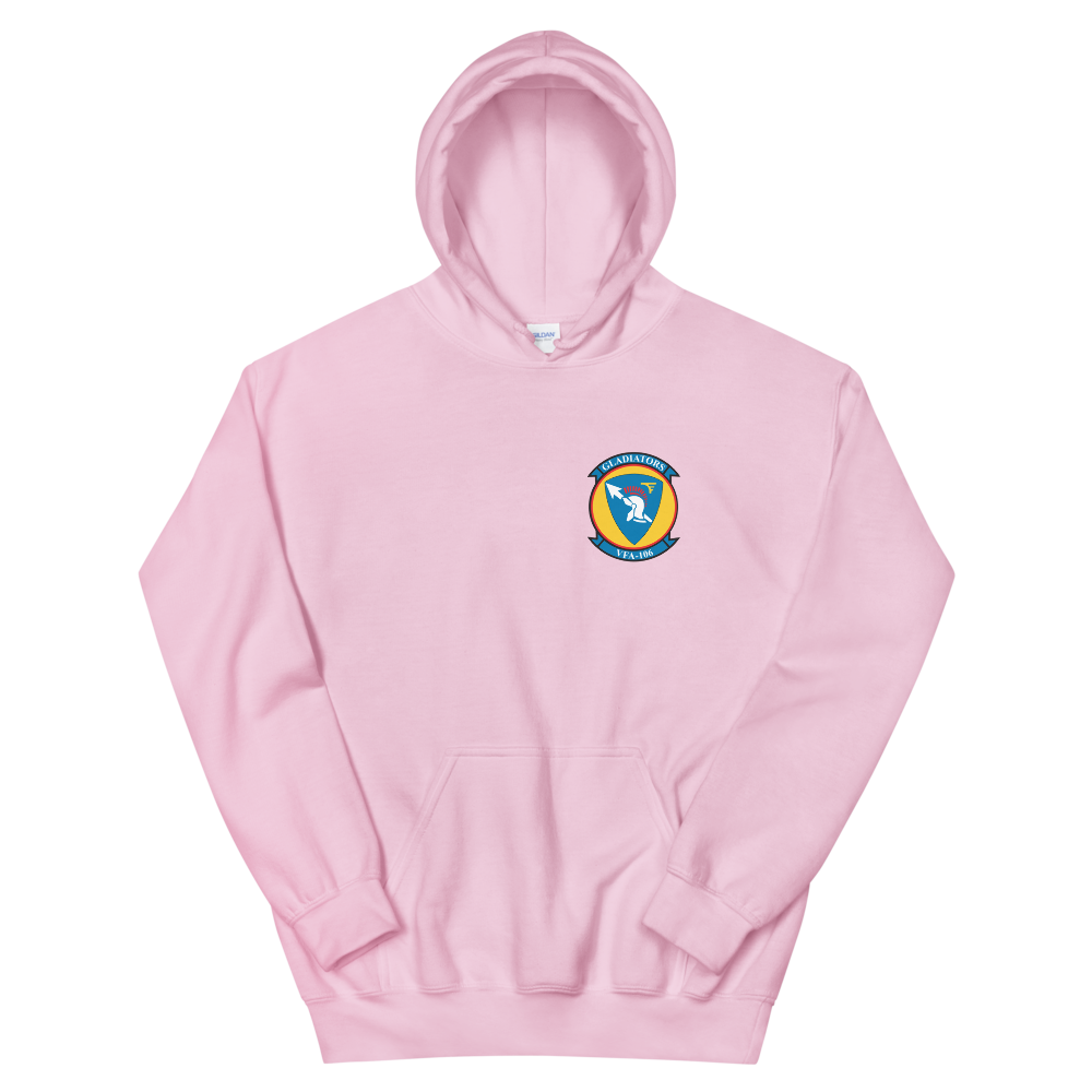 VFA-106 Gladiators Squadron Crest Unisex Hoodie – front view, pink