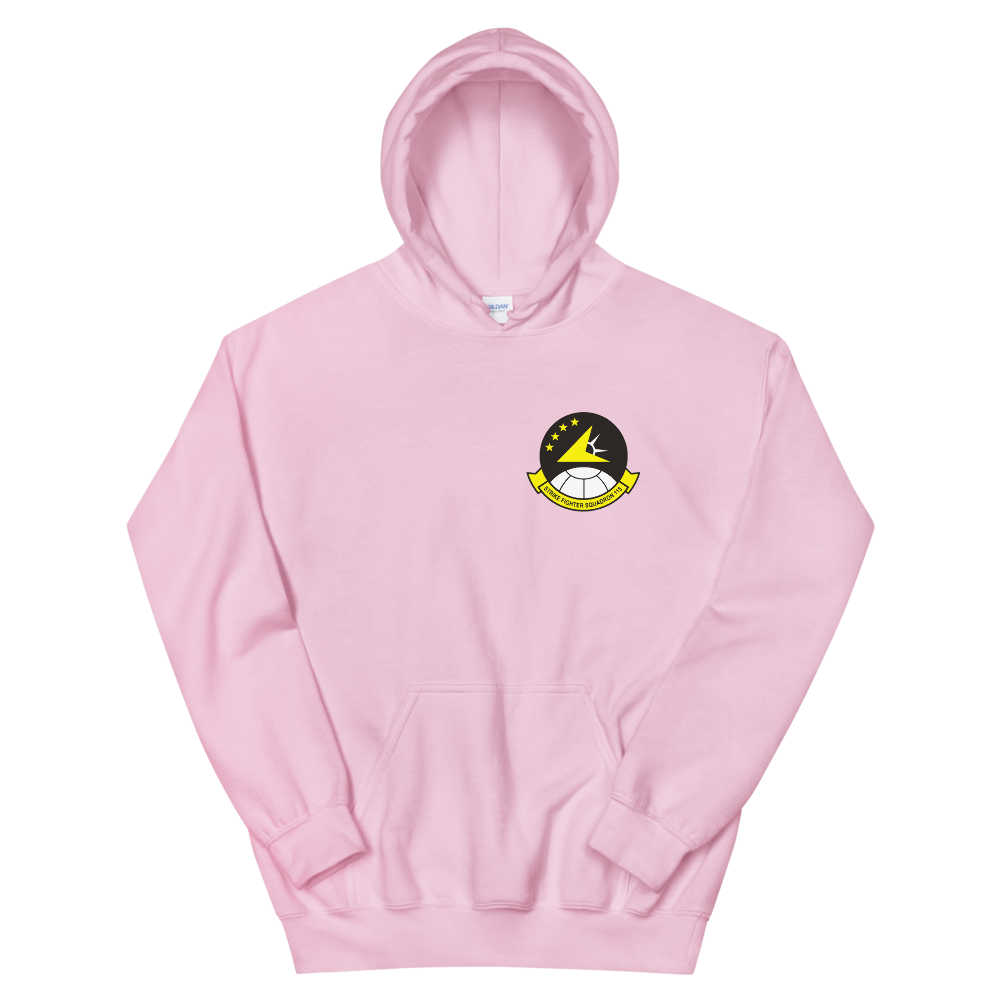 VFA-115 Eagles Squadron Crest Unisex Hoodie – front view, pink