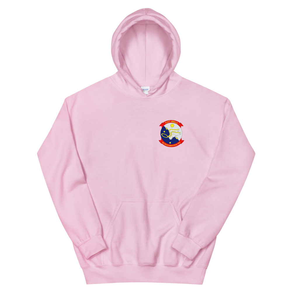 HSC-2 Fleet Angels Squadron Crest Unisex Hoodie – front view, pink