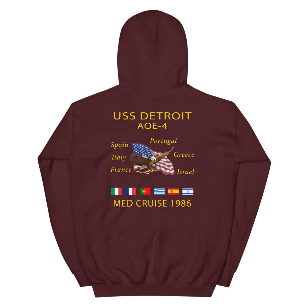 USS Detroit (AOE-4) 1986 Cruise Hoodie – maroon