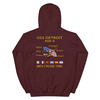 USS Detroit (AOE-4) 1986 Cruise Hoodie – maroon