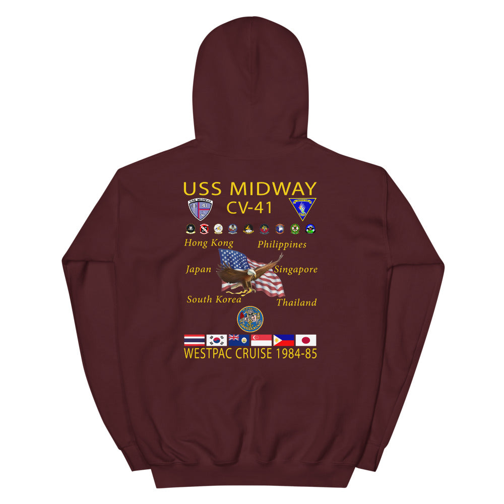 USS Midway (CV-41) 1984-85 Cruise Hoodie – maroon