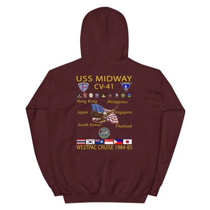 USS Midway (CV-41) 1984-85 Cruise Hoodie – maroon