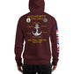 USS Hewitt (DD-966) 1989-90 Cruise Hoodie - FLAGS ON SLEEVE – maroon