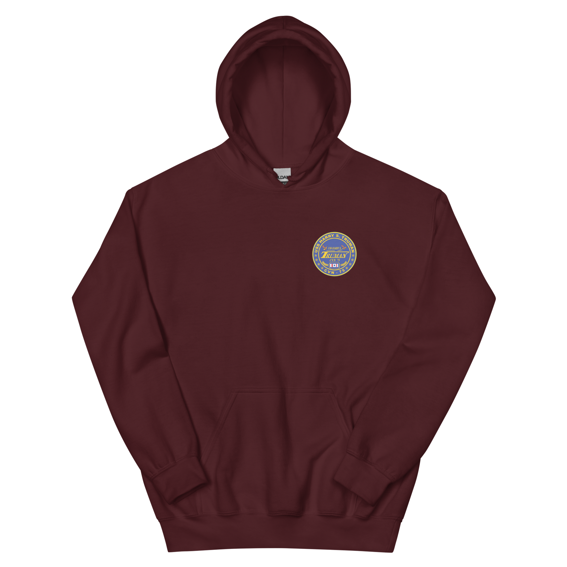 USS Harry S. Truman (CVN-75) 2004-05 Cruise Hoodie – front view, maroon