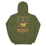 USS Austin (LPD-4) 2002-03 Cruise Hoodie – back view, military green